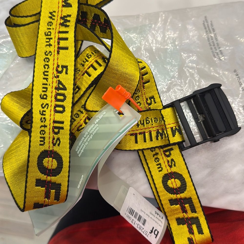 #1 OFF-WHITE Mini Industrial Belt AUTHENTIC 💛🖤💛
